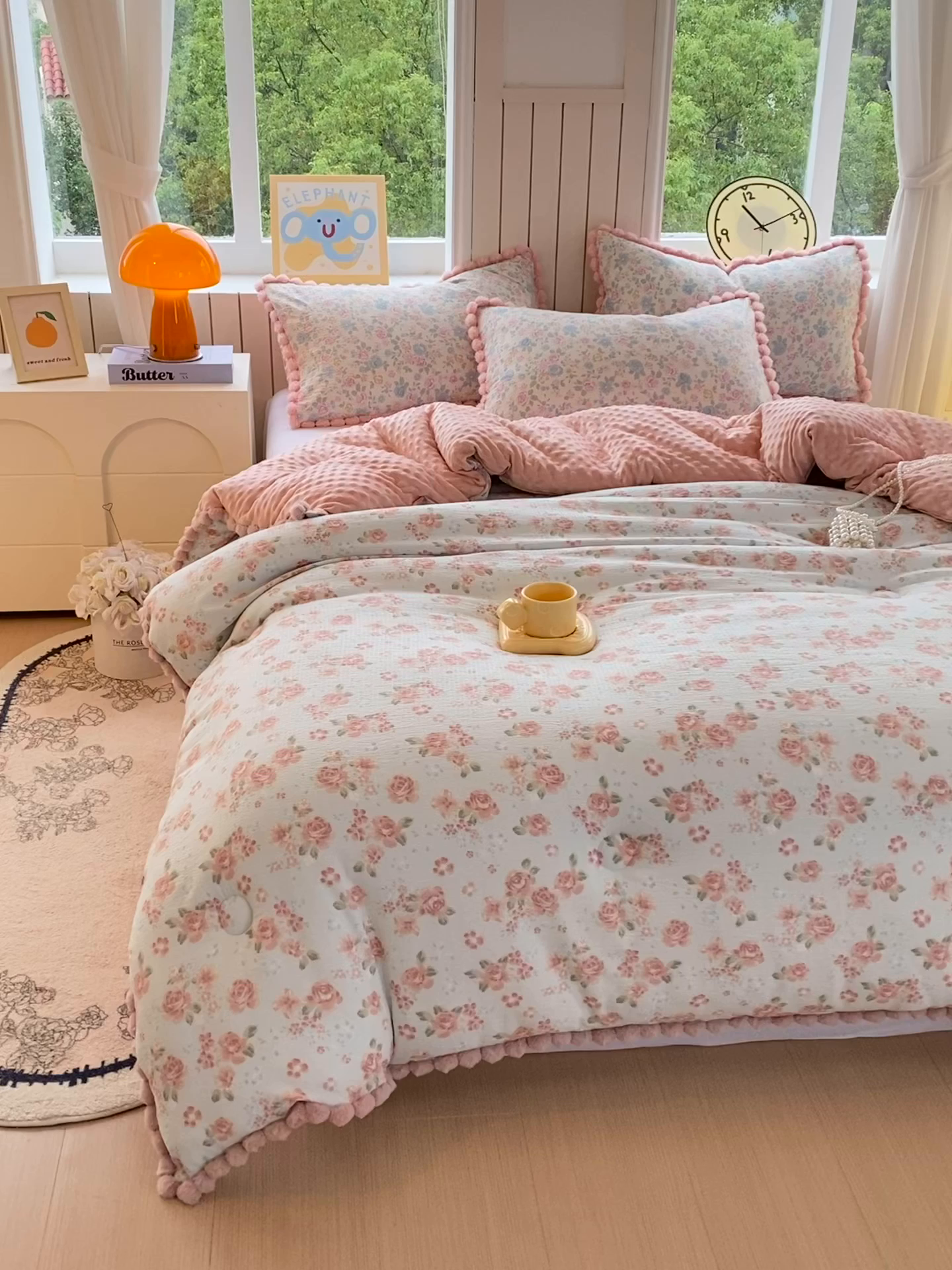 91家纺网 家纺一手货源 找家纺 宝士康家纺 2025新品毛球花边豆豆绒被子被芯冬被/春秋被/被芯/跨境外贸 沐春