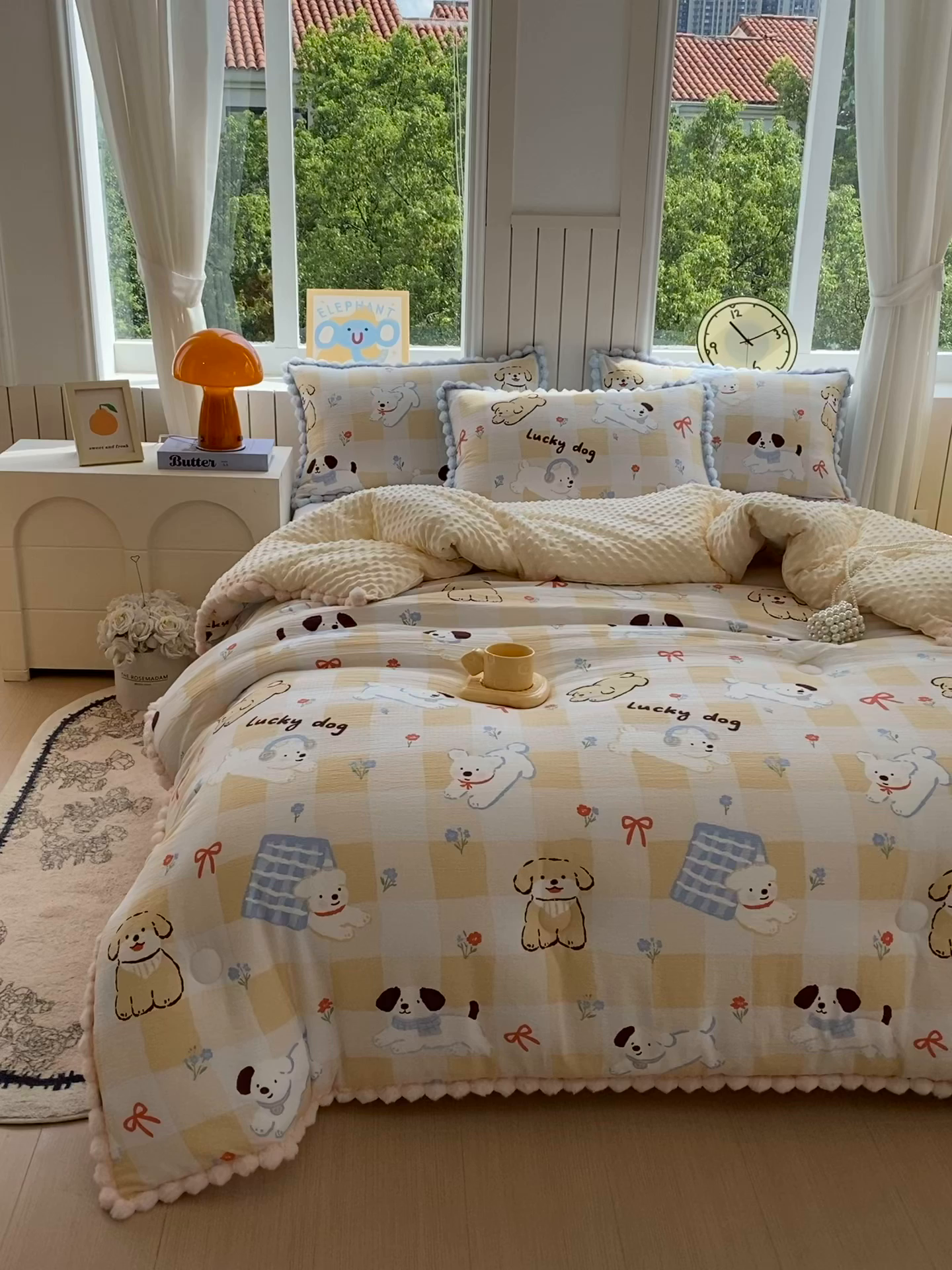 91家纺网 家纺一手货源 找家纺 宝士康家纺 2025新品毛球花边豆豆绒被子被芯冬被/春秋被/被芯/跨境外贸 萌犬小铺