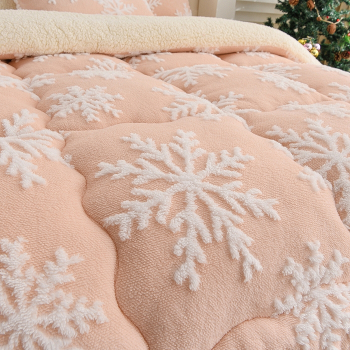 91家纺网 家纺一手货源 找家纺 圣靓家纺 2025新款雪花羊羔绒冬被 被子被芯 雪花