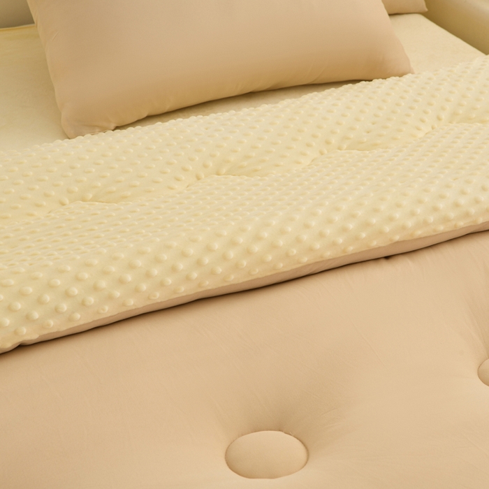 91家纺网 家纺一手货源 找家纺 圣靓家纺 2025新款针织豆豆冬被 被子被芯 卡其豆豆