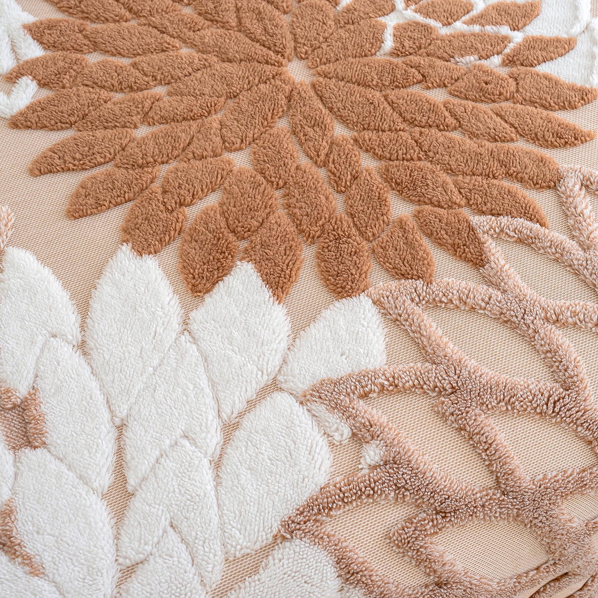 91家纺网 家纺一手货源 找家纺 枋梢家纺 2025新款万花筒阳离子提花镂空塔芙绒羊羔绒保暖午睡双层毛毯办公室盖毯 万花筒-咖色