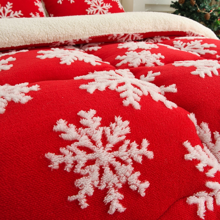 91家纺网 家纺一手货源 找家纺 圣楚家纺 2025新款雪花羊羔绒冬被 被子被芯 飘雪