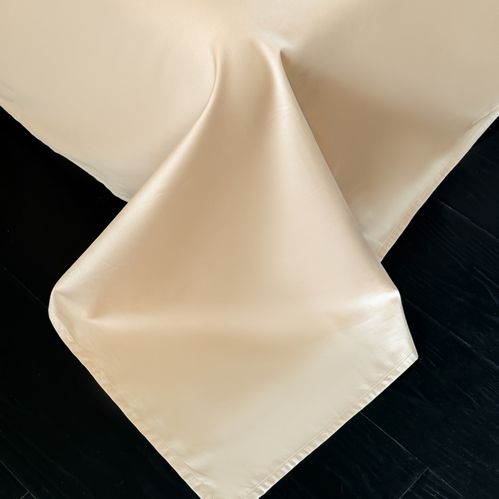 91家纺网 家纺一手货源 找家纺 宅家居 2025新款樱花恋系列-轻奢法式小香风双面100%纯棉刺绣拼接款全棉长绒棉四件套 香槟金