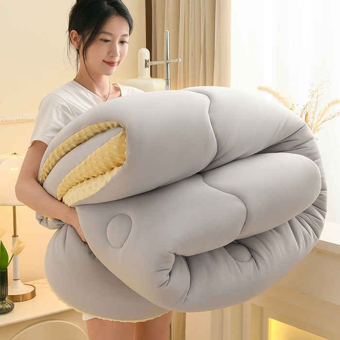 91家纺网 家纺一手货源 找家纺 圣楚家纺 2025新款针织豆豆冬被 被子被芯 浅灰豆豆