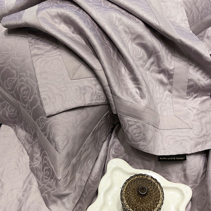 91家纺网 家纺一手货源 找家纺 （总）黑白森林 2025新款高支全棉厚织磨毛提花四件套-花间集