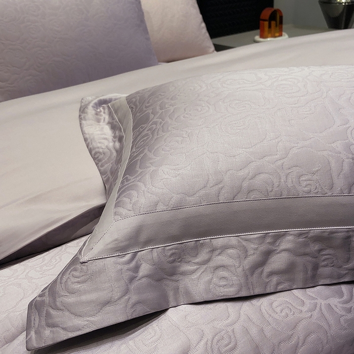 91家纺网 家纺一手货源 找家纺 黑白森林 2025新款高支全棉厚织磨毛提花四件套-花间集 花间集-月半紫