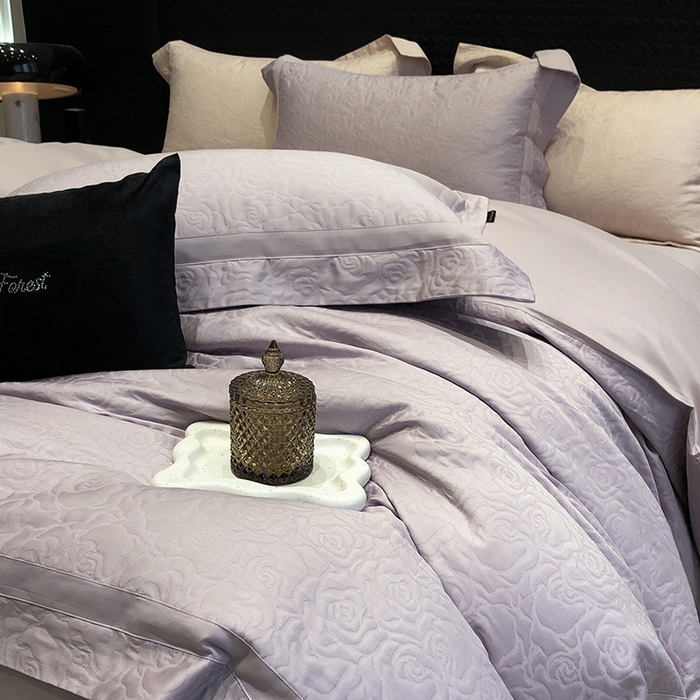 91家纺网 家纺一手货源 找家纺 （总）黑白森林 2025新款高支全棉厚织磨毛提花四件套-花间集