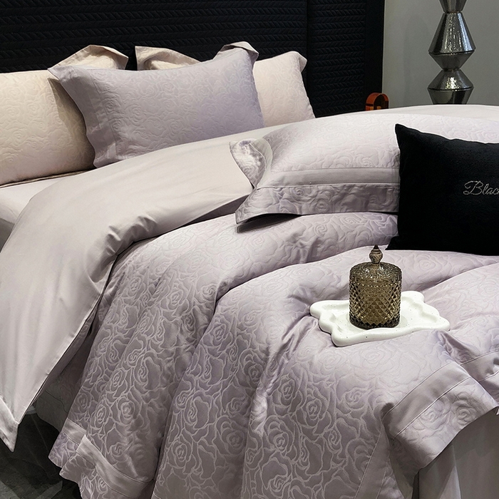 91家纺网 家纺一手货源 找家纺 （总）黑白森林 2025新款高支全棉厚织磨毛提花四件套-花间集