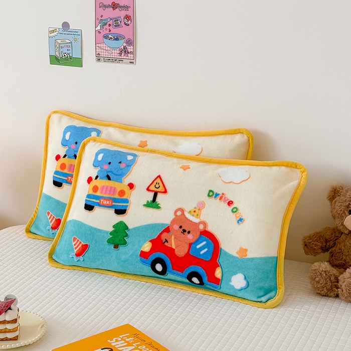 91家纺网 家纺一手货源 找家纺 嗨生活 2025年原创大版牛奶绒枕套 枕芯 儿童枕套 枕芯 幼儿园枕套枕芯 牛奶绒-动物乐园