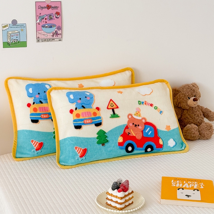 91家纺网 家纺一手货源 找家纺 嗨生活 2025年原创大版牛奶绒枕套 枕芯 儿童枕套 枕芯 幼儿园枕套枕芯 牛奶绒-动物乐园