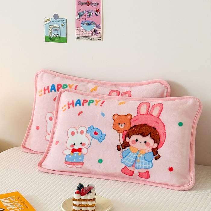 91家纺网 家纺一手货源 找家纺 嗨生活 2025年原创大版牛奶绒枕套 枕芯 儿童枕套 枕芯 幼儿园枕套枕芯 牛奶绒-开心女孩