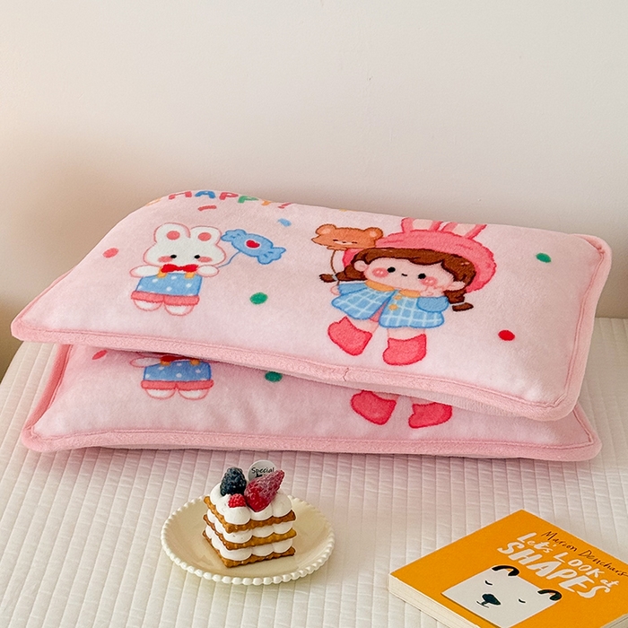 91家纺网 家纺一手货源 找家纺 嗨生活 2025年原创大版牛奶绒枕套 枕芯 儿童枕套 枕芯 幼儿园枕套枕芯 牛奶绒-开心女孩