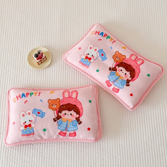 91家纺网 家纺一手货源 找家纺 嗨生活 2025年原创大版牛奶绒枕套 枕芯 儿童枕套 枕芯 幼儿园枕套枕芯 牛奶绒-开心女孩