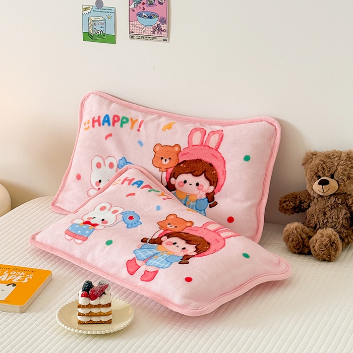 91家纺网 家纺一手货源 找家纺 嗨生活 2025年原创大版牛奶绒枕套 枕芯 儿童枕套 枕芯 幼儿园枕套枕芯 牛奶绒-开心女孩