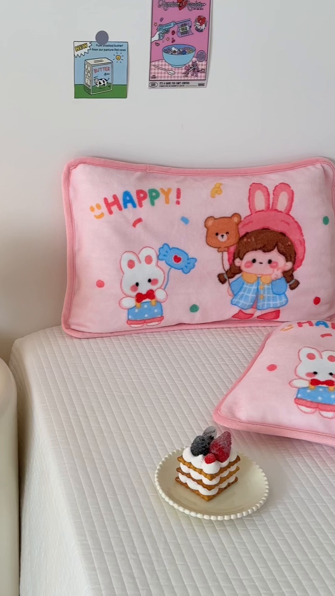 91家纺网 家纺一手货源 找家纺 嗨生活 2025年原创大版牛奶绒枕套 枕芯 儿童枕套 枕芯 幼儿园枕套枕芯 牛奶绒-开心女孩
