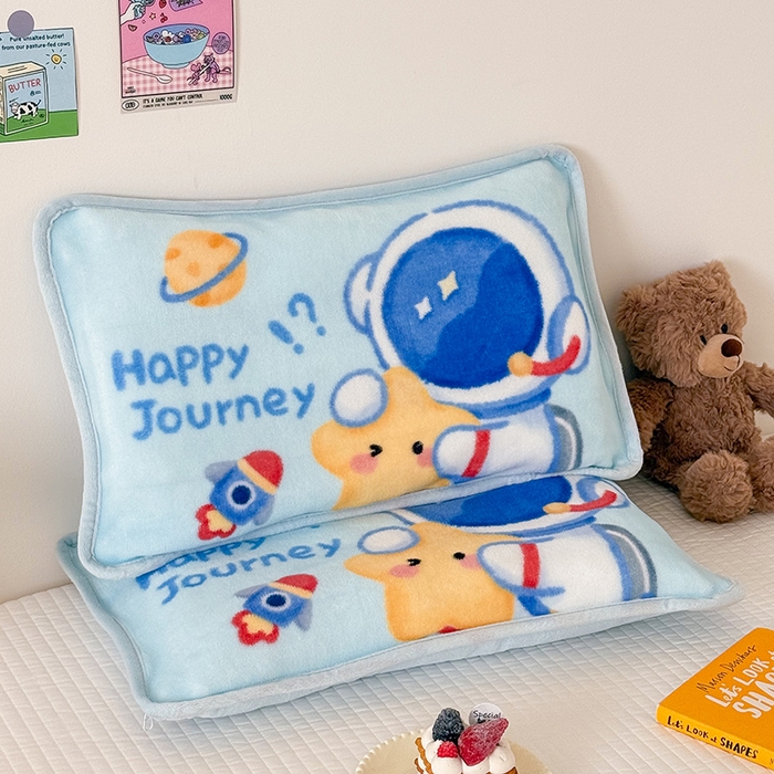 91家纺网 家纺一手货源 找家纺 嗨生活 2025年原创大版牛奶绒枕套 枕芯 儿童枕套 枕芯 幼儿园枕套枕芯 牛奶绒-开心宇航员