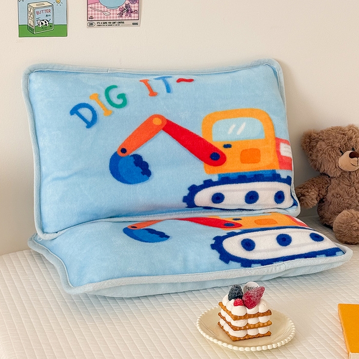 91家纺网 家纺一手货源 找家纺 嗨生活 2025年原创大版牛奶绒枕套 枕芯 儿童枕套 枕芯 幼儿园枕套枕芯 牛奶绒-可爱挖掘