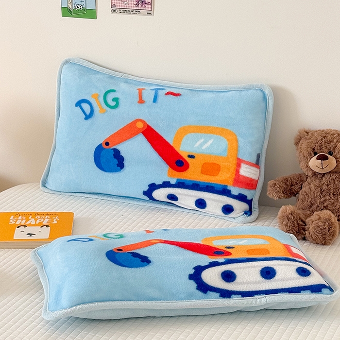 91家纺网 家纺一手货源 找家纺 嗨生活 2025年原创大版牛奶绒枕套 枕芯 儿童枕套 枕芯 幼儿园枕套枕芯 牛奶绒-可爱挖掘