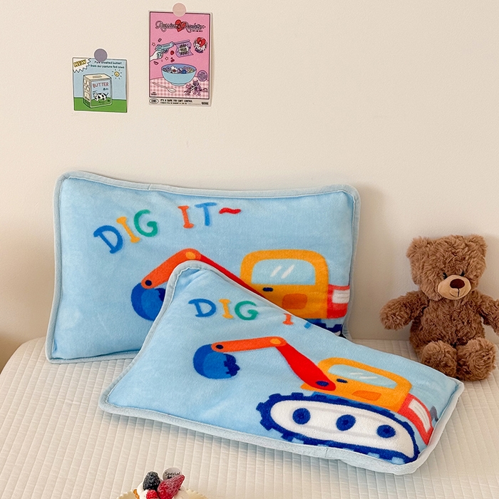 91家纺网 家纺一手货源 找家纺 嗨生活 2025年原创大版牛奶绒枕套 枕芯 儿童枕套 枕芯 幼儿园枕套枕芯 牛奶绒-可爱挖掘