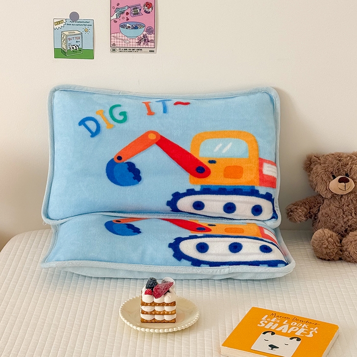 91家纺网 家纺一手货源 找家纺 嗨生活 2025年原创大版牛奶绒枕套 枕芯 儿童枕套 枕芯 幼儿园枕套枕芯 牛奶绒-可爱挖掘