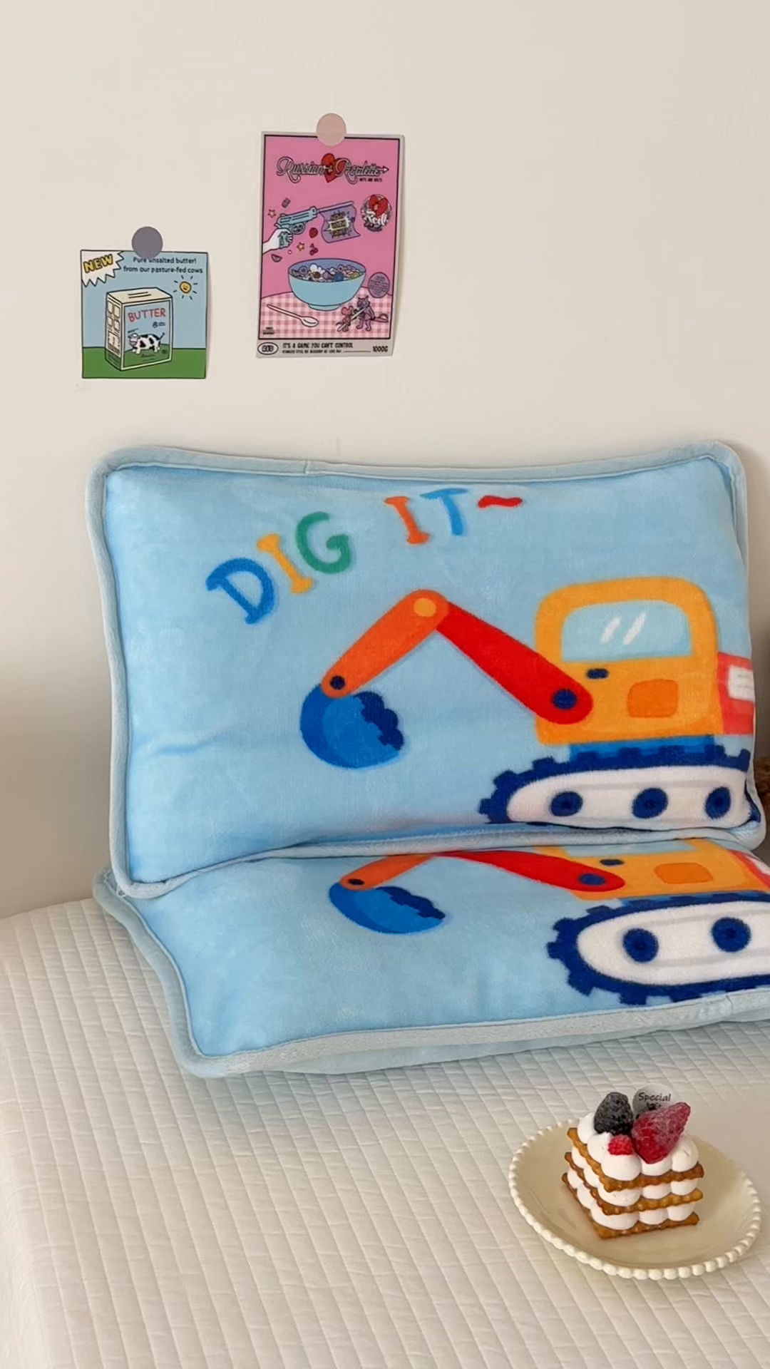 91家纺网 家纺一手货源 找家纺 嗨生活 2025年原创大版牛奶绒枕套 枕芯 儿童枕套 枕芯 幼儿园枕套枕芯 牛奶绒-可爱挖掘