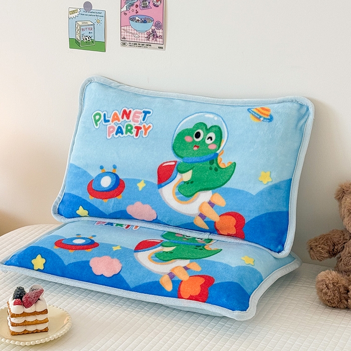 91家纺网 家纺一手货源 找家纺 嗨生活 2025年原创大版牛奶绒枕套 枕芯 儿童枕套 枕芯 幼儿园枕套枕芯 牛奶绒-恐龙派对