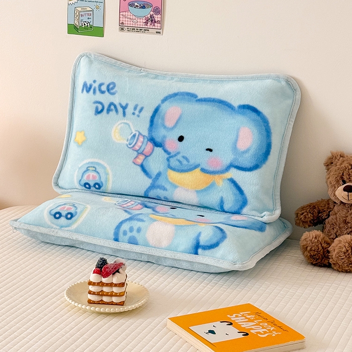 91家纺网 家纺一手货源 找家纺 嗨生活 2025年原创大版牛奶绒枕套 枕芯 儿童枕套 枕芯 幼儿园枕套枕芯 牛奶绒-快乐小象