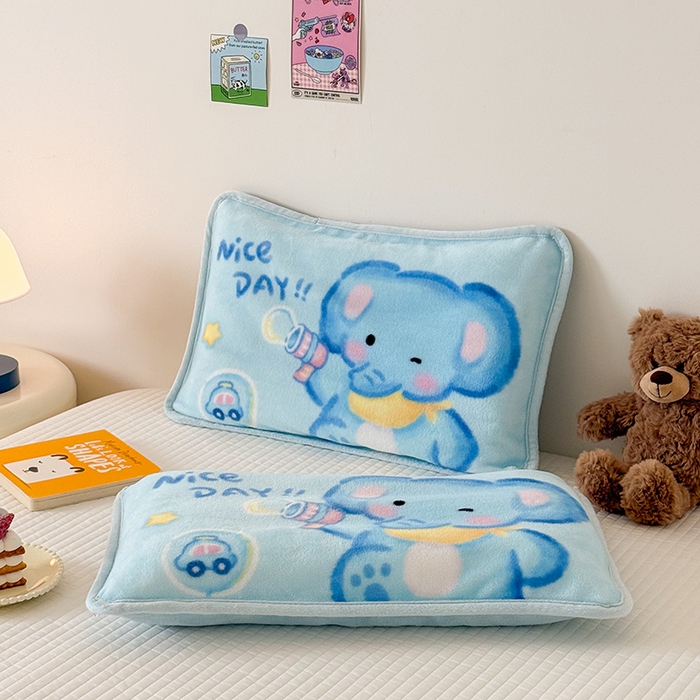 91家纺网 家纺一手货源 找家纺 嗨生活 2025年原创大版牛奶绒枕套 枕芯 儿童枕套 枕芯 幼儿园枕套枕芯 牛奶绒-快乐小象
