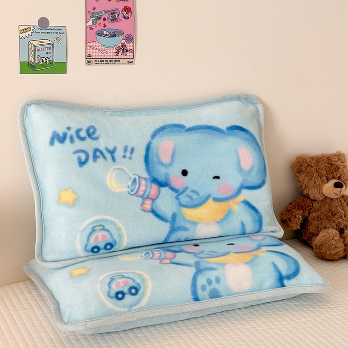 91家纺网 家纺一手货源 找家纺 嗨生活 2025年原创大版牛奶绒枕套 枕芯 儿童枕套 枕芯 幼儿园枕套枕芯 牛奶绒-快乐小象