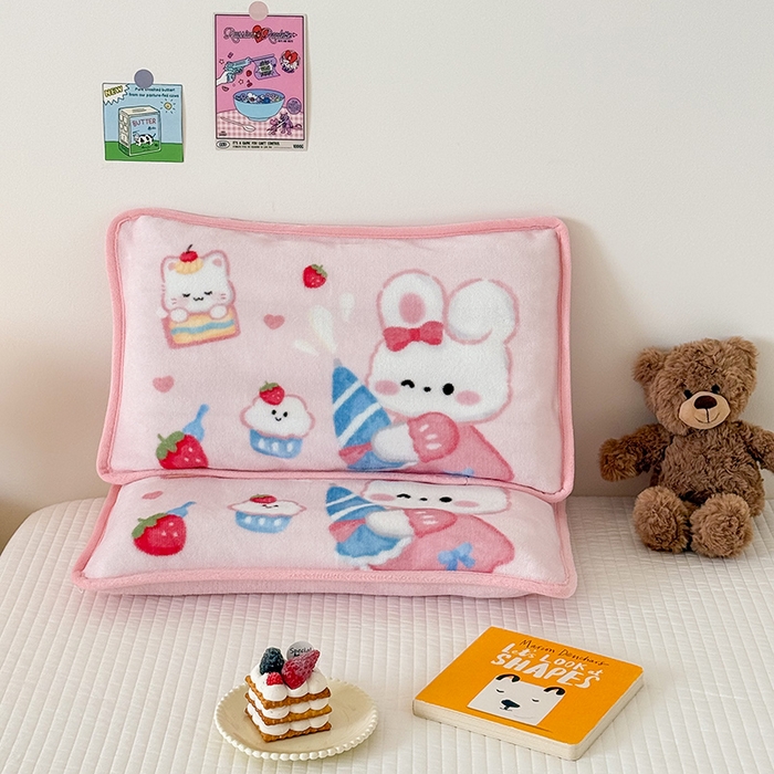 91家纺网 家纺一手货源 找家纺 嗨生活 2025年原创大版牛奶绒枕套 枕芯 儿童枕套 枕芯 幼儿园枕套枕芯 牛奶绒-萌小兔