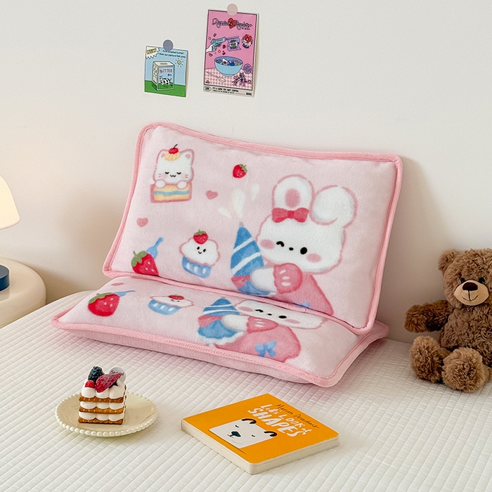 91家纺网 家纺一手货源 找家纺 嗨生活 2025年原创大版牛奶绒枕套 枕芯 儿童枕套 枕芯 幼儿园枕套枕芯 牛奶绒-萌小兔