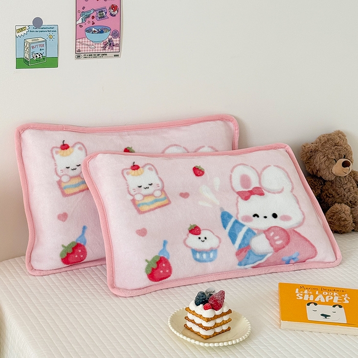 91家纺网 家纺一手货源 找家纺 嗨生活 2025年原创大版牛奶绒枕套 枕芯 儿童枕套 枕芯 幼儿园枕套枕芯 牛奶绒-萌小兔