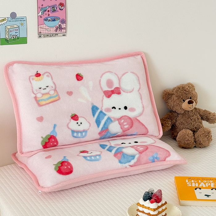 91家纺网 家纺一手货源 找家纺 嗨生活 2025年原创大版牛奶绒枕套 枕芯 儿童枕套 枕芯 幼儿园枕套枕芯 牛奶绒-萌小兔