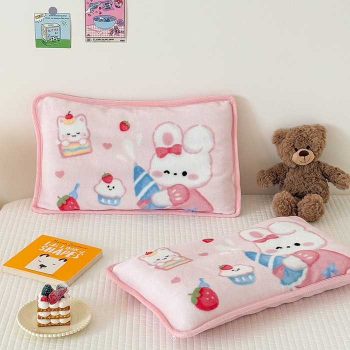 91家纺网 家纺一手货源 找家纺 嗨生活 2025年原创大版牛奶绒枕套 枕芯 儿童枕套 枕芯 幼儿园枕套枕芯 牛奶绒-萌小兔