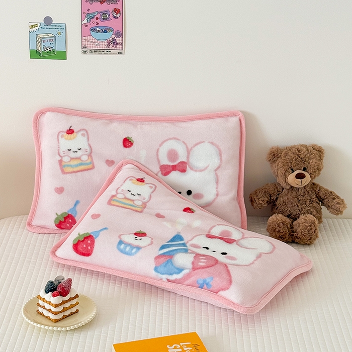 91家纺网 家纺一手货源 找家纺 嗨生活 2025年原创大版牛奶绒枕套 枕芯 儿童枕套 枕芯 幼儿园枕套枕芯 牛奶绒-萌小兔