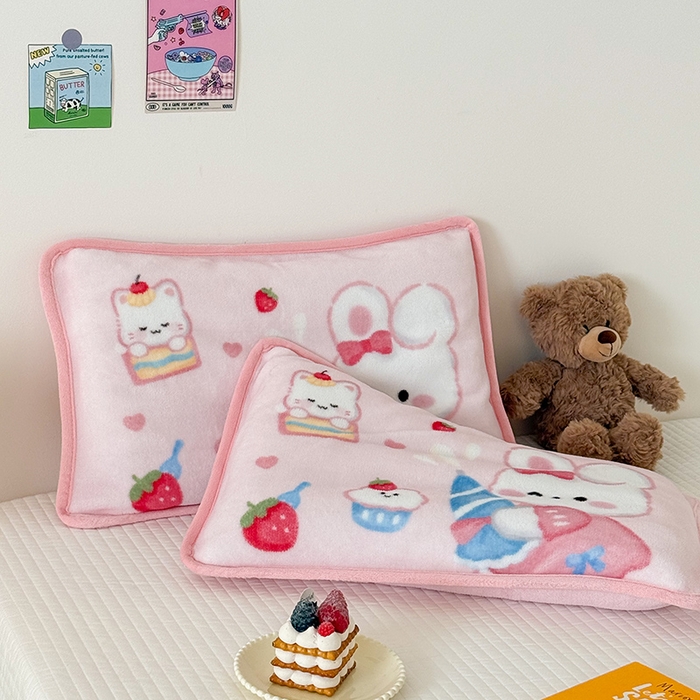 91家纺网 家纺一手货源 找家纺 嗨生活 2025年原创大版牛奶绒枕套 枕芯 儿童枕套 枕芯 幼儿园枕套枕芯 牛奶绒-萌小兔