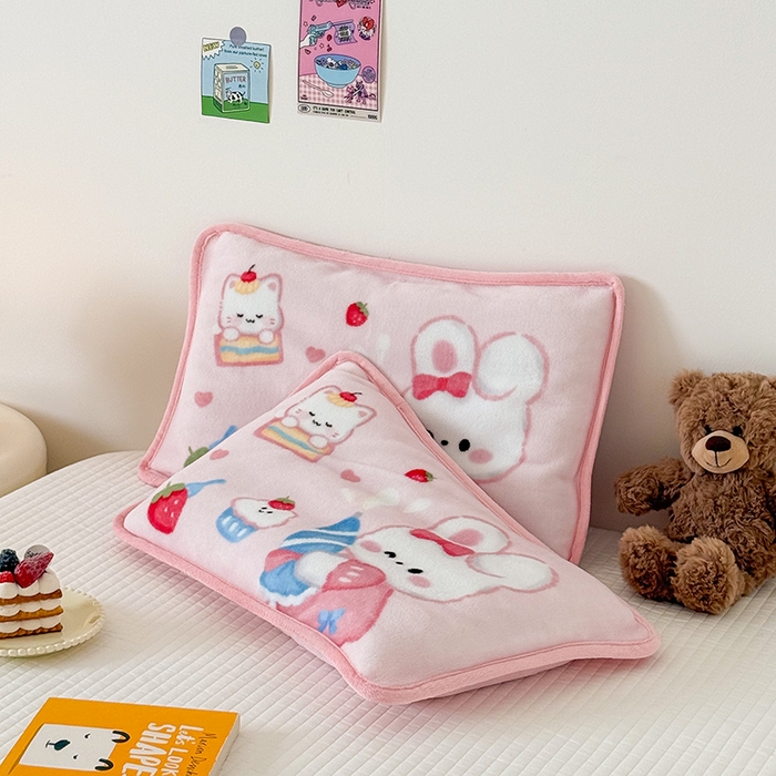 91家纺网 家纺一手货源 找家纺 嗨生活 2025年原创大版牛奶绒枕套 枕芯 儿童枕套 枕芯 幼儿园枕套枕芯 牛奶绒-萌小兔