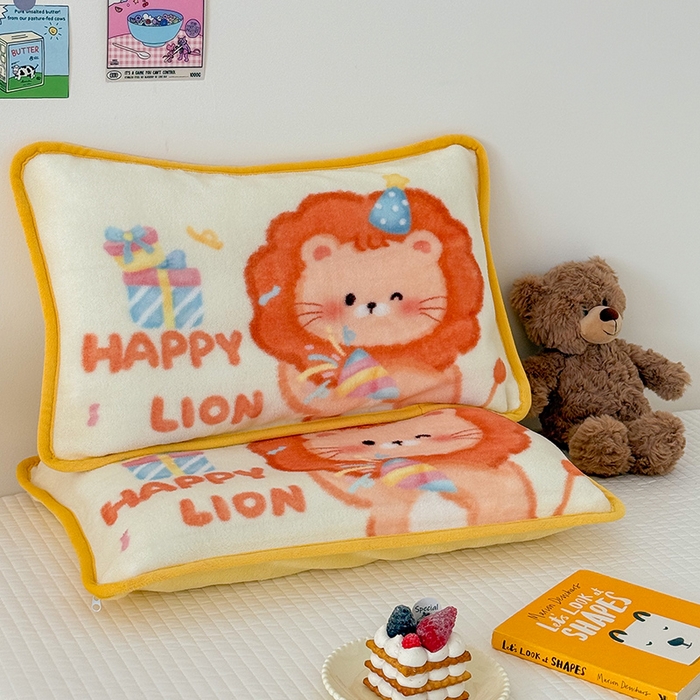 91家纺网 家纺一手货源 找家纺 嗨生活 2025年原创大版牛奶绒枕套 枕芯 儿童枕套 枕芯 幼儿园枕套枕芯 牛奶绒-萌小狮