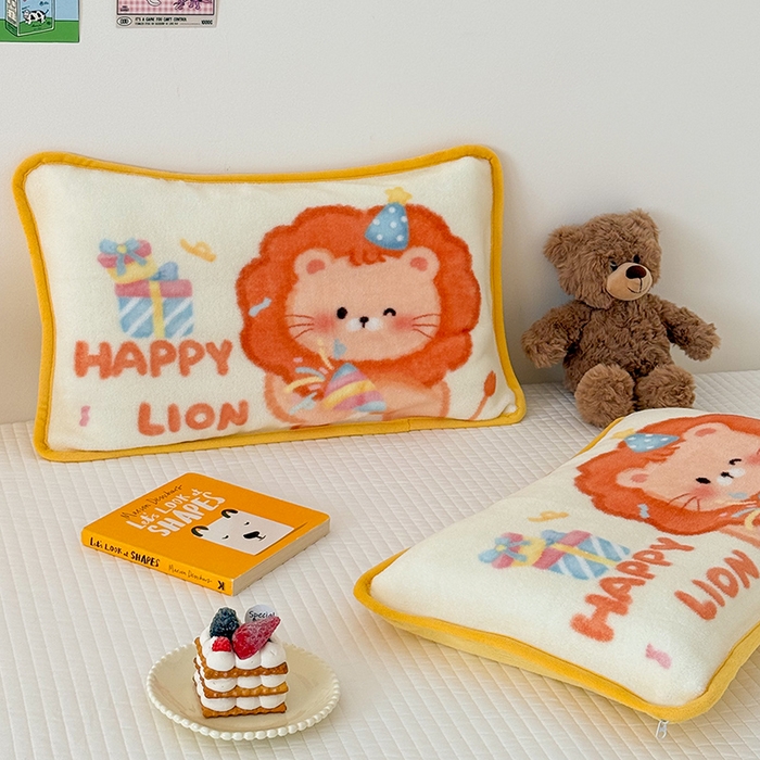 91家纺网 家纺一手货源 找家纺 嗨生活 2025年原创大版牛奶绒枕套 枕芯 儿童枕套 枕芯 幼儿园枕套枕芯 牛奶绒-萌小狮
