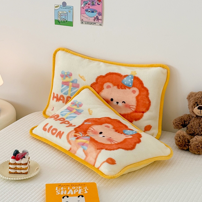 91家纺网 家纺一手货源 找家纺 嗨生活 2025年原创大版牛奶绒枕套 枕芯 儿童枕套 枕芯 幼儿园枕套枕芯 牛奶绒-萌小狮