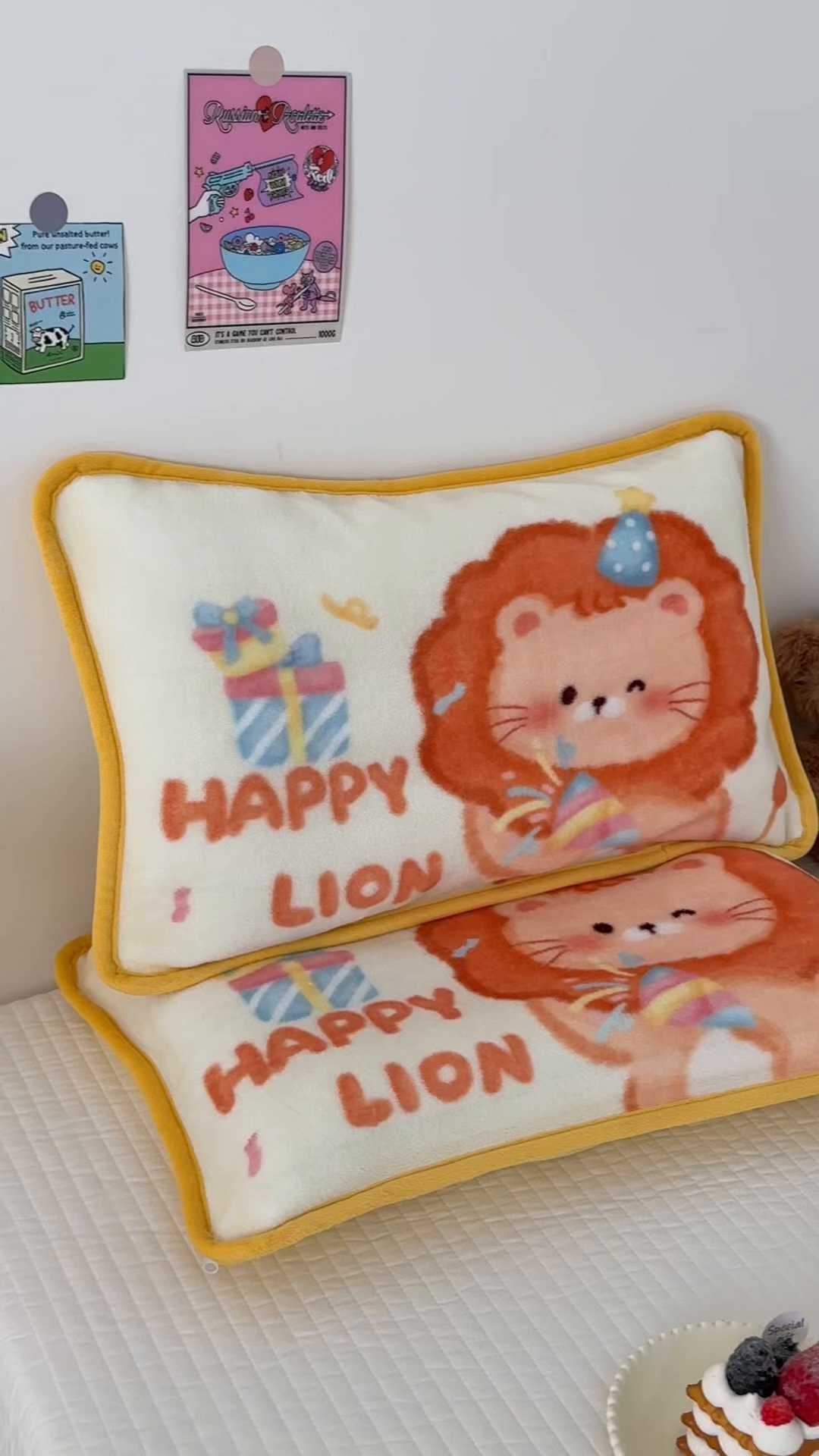91家纺网 家纺一手货源 找家纺 嗨生活 2025年原创大版牛奶绒枕套 枕芯 儿童枕套 枕芯 幼儿园枕套枕芯 牛奶绒-萌小狮