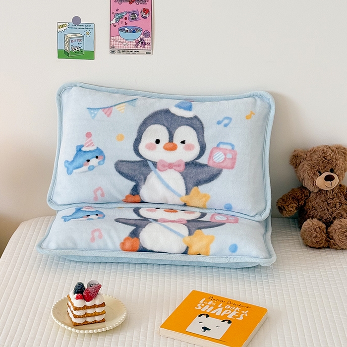 91家纺网 家纺一手货源 找家纺 嗨生活 2025年原创大版牛奶绒枕套 枕芯 儿童枕套 枕芯 幼儿园枕套枕芯 牛奶绒-企鹅宝宝