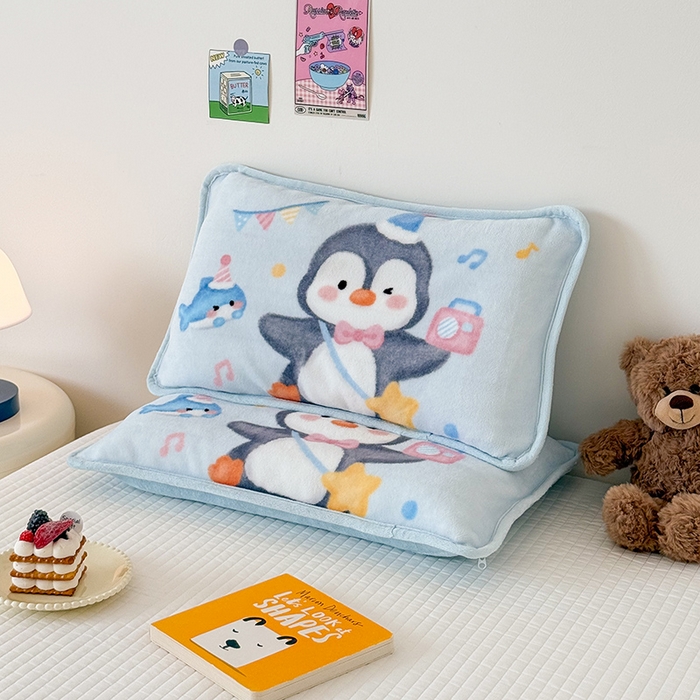 91家纺网 家纺一手货源 找家纺 嗨生活 2025年原创大版牛奶绒枕套 枕芯 儿童枕套 枕芯 幼儿园枕套枕芯 牛奶绒-企鹅宝宝