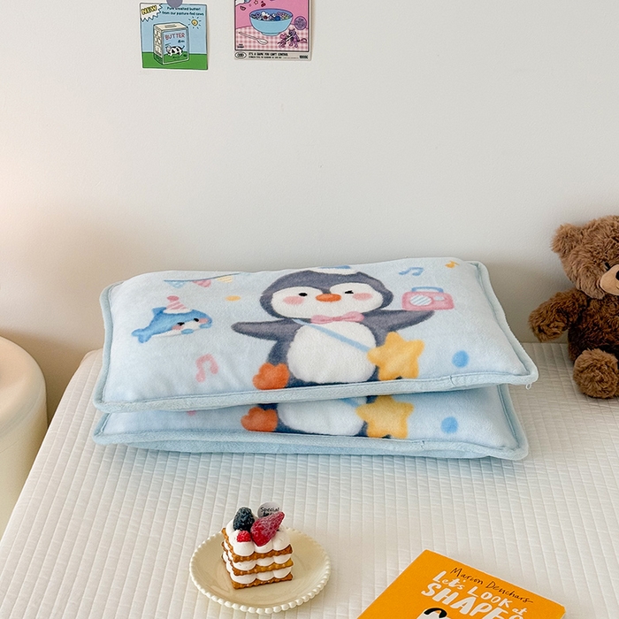 91家纺网 家纺一手货源 找家纺 嗨生活 2025年原创大版牛奶绒枕套 枕芯 儿童枕套 枕芯 幼儿园枕套枕芯 牛奶绒-企鹅宝宝