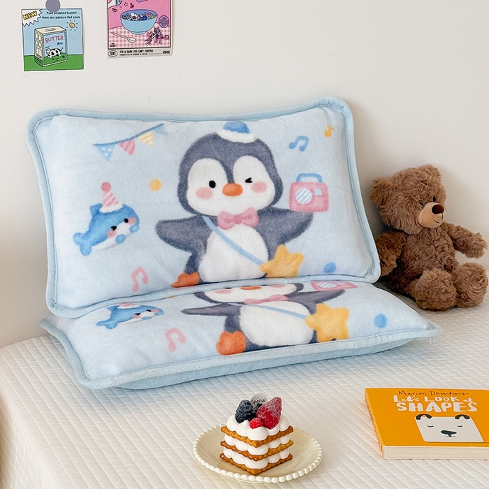 91家纺网 家纺一手货源 找家纺 嗨生活 2025年原创大版牛奶绒枕套 枕芯 儿童枕套 枕芯 幼儿园枕套枕芯 牛奶绒-企鹅宝宝