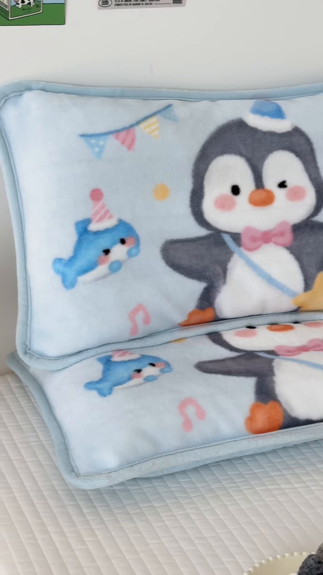 91家纺网 家纺一手货源 找家纺 嗨生活 2025年原创大版牛奶绒枕套 枕芯 儿童枕套 枕芯 幼儿园枕套枕芯 牛奶绒-企鹅宝宝