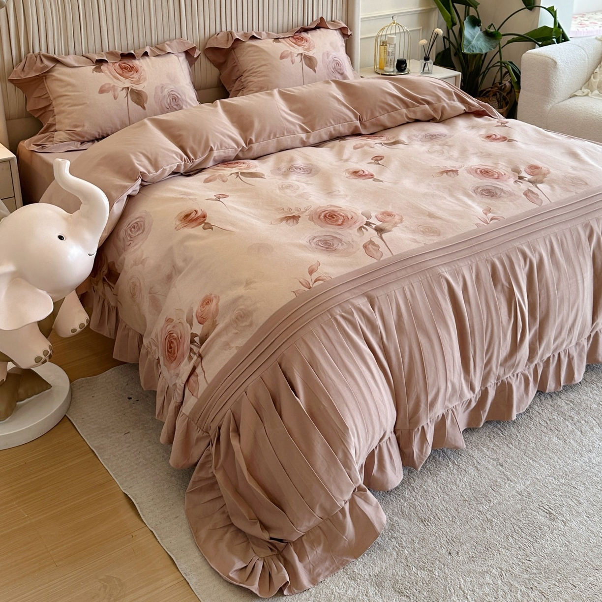 曼布缇 2025秋冬新品100s全棉加厚磨毛工艺款四件套 南法庄园场景二 丝绒拿铁