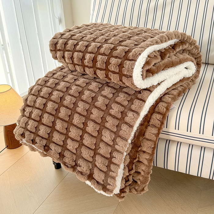 91家纺网 家纺一手货源 找家纺 乐坊 2025新款高克重蝶梦兔毛毯羊羔绒毛毯 蝶梦-咖