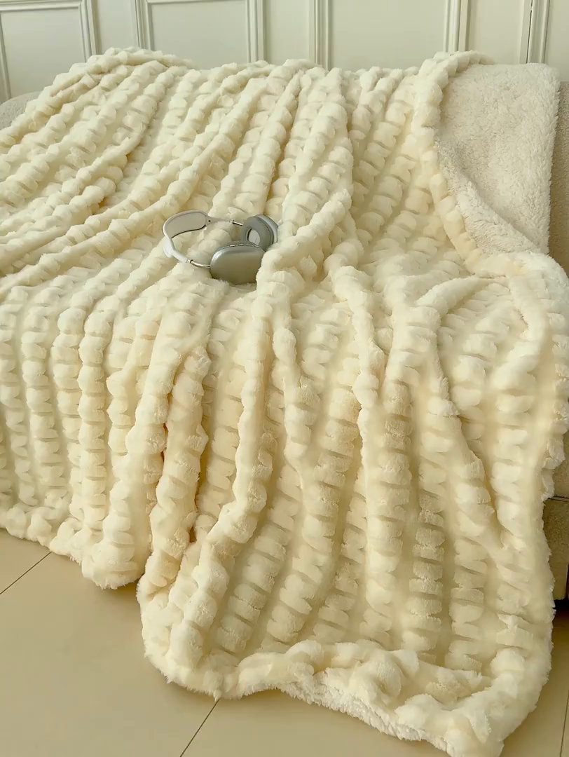 91家纺网 家纺一手货源 找家纺 （总）乐坊 2025新款高克重蝶梦兔毛毯羊羔绒毛毯