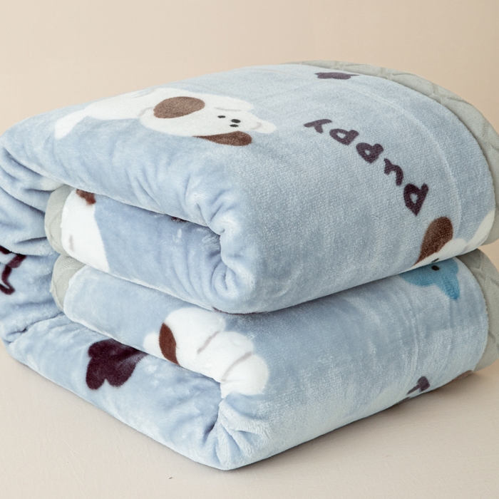 91家纺网 家纺一手货源 找家纺 丹兰 双层加厚拉舍尔毛毯牛奶绒毯子结婚盖毯法兰绒垫毯新版 75蓝色波比